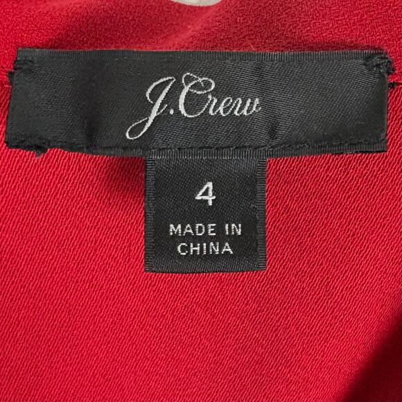 J.Crew Drapey Faux Wrap Crepe Blouse V-Neck Button Cuffs Peplum Red Size 4 - Picture 4 of 13